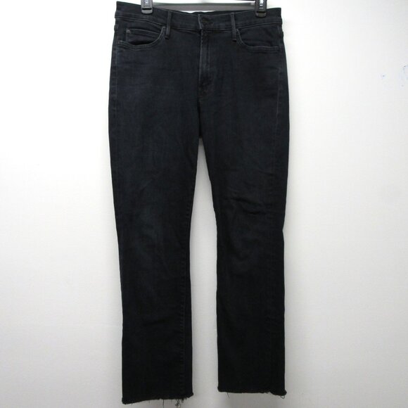 MOTHER The Rascal Ankle Snippet Jeans 30 Dark Blue Black Wash Blackbird Raw Hem - Picture 1 of 5